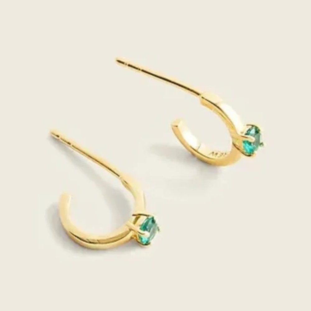 J. Crew 14k gold-plated sapphire hoops Blue
